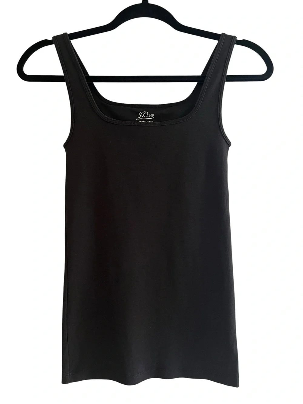 J.Crew 100% Cotton Black Perfect Fit Square Neckline Tank Top- XS